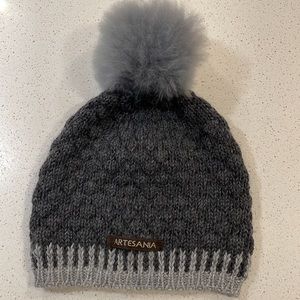 Artesania Alpaca Wool Blend Pomed Beanie Hat